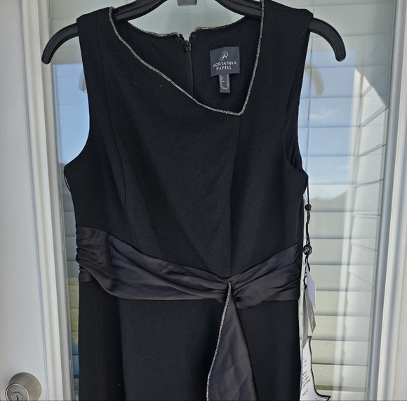 Adrianna Papell Women Ruffled Gown Sz 6 Asymmetric Hem Black NWT Old Money Party - Picture 10 of 15